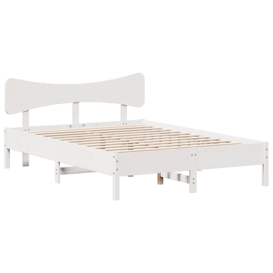 Estructura de cama sin colchón madera de pino blanca 140x190