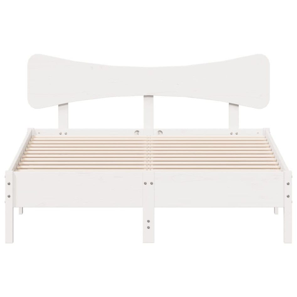 Estructura de cama sin colchón madera de pino blanca 140x190
