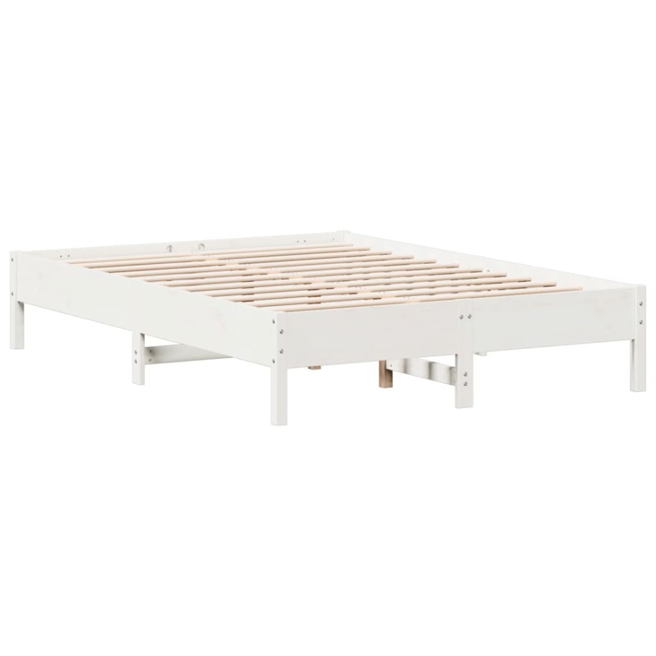 Estructura de cama sin colchón madera de pino blanca 140x190