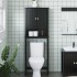 Mueble para inodoro BERG madera maciza negro 60x27x164,5