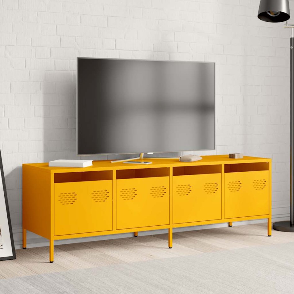 Mueble para TV acero laminado en frío amarillo 135x39x43,5