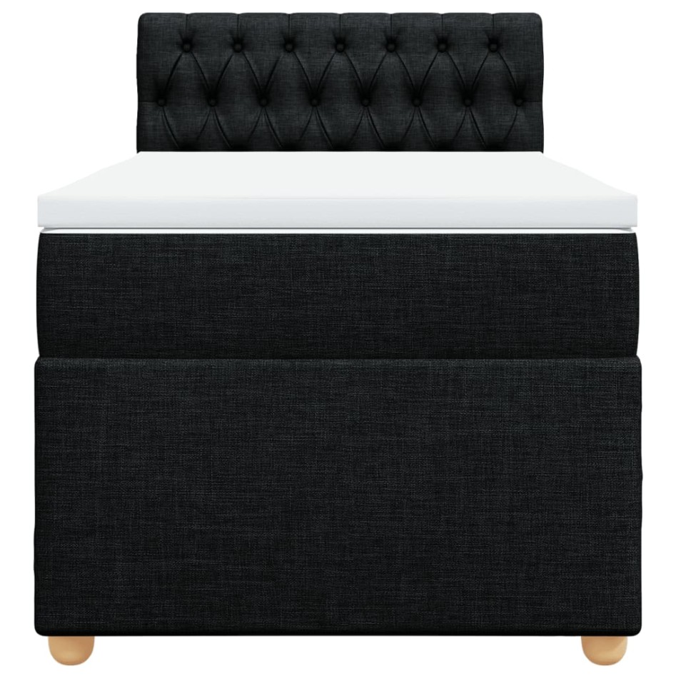 Cama box spring con colchón tela negro 100x200