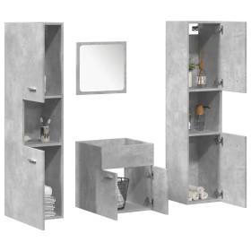 Juego muebles de baño 4 pzas madera contrachapada gris