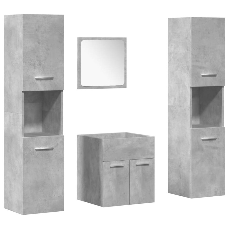Juego muebles de baño 4 pzas madera contrachapada gris