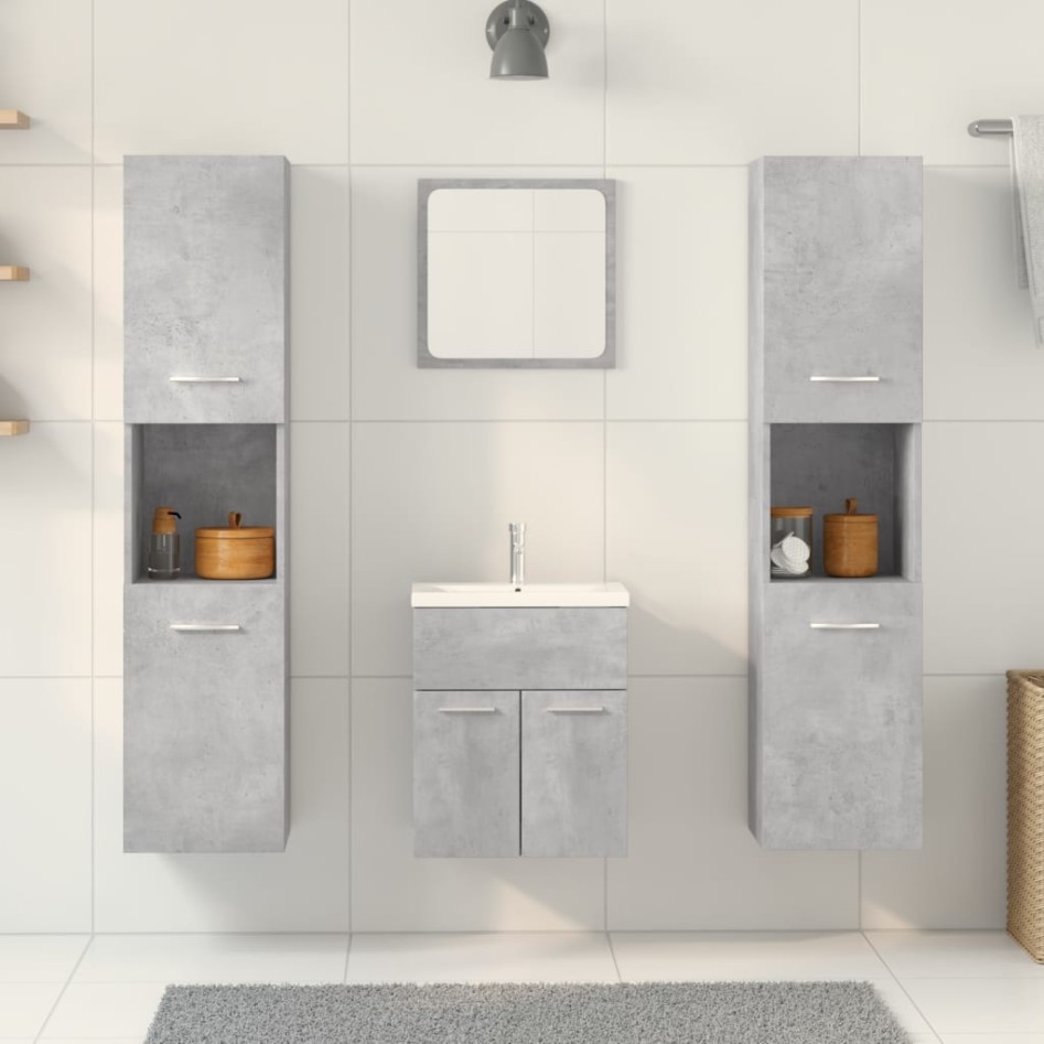 Juego muebles de baño 4 pzas madera contrachapada gris