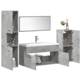 Set muebles de baño 5 piezas madera ingeniería gris