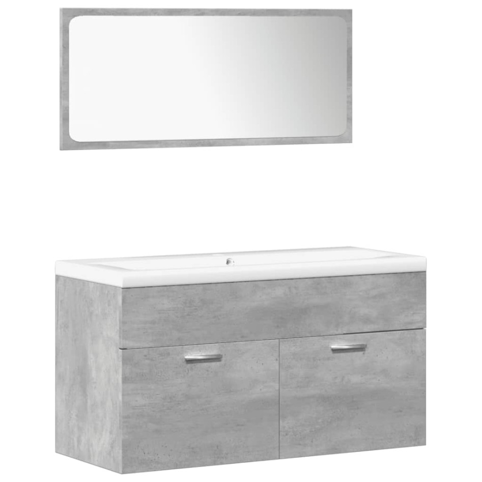 Set muebles de baño 5 piezas madera ingeniería gris