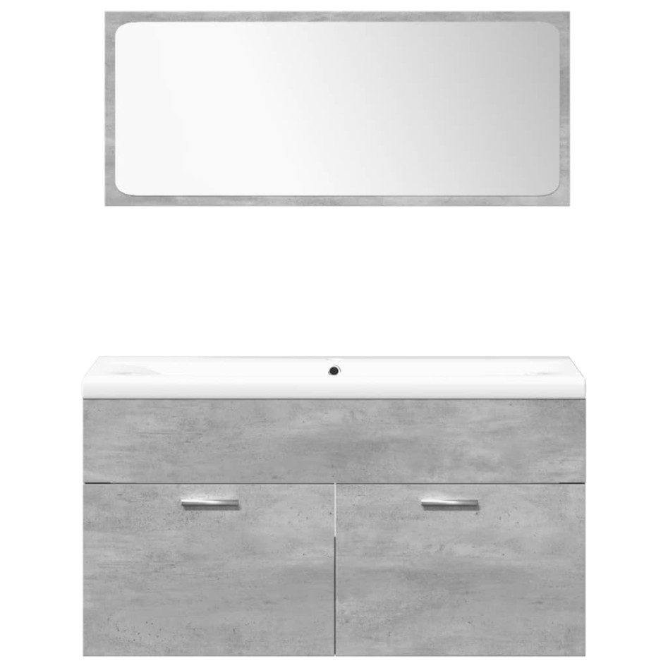 Set muebles de baño 5 piezas madera ingeniería gris