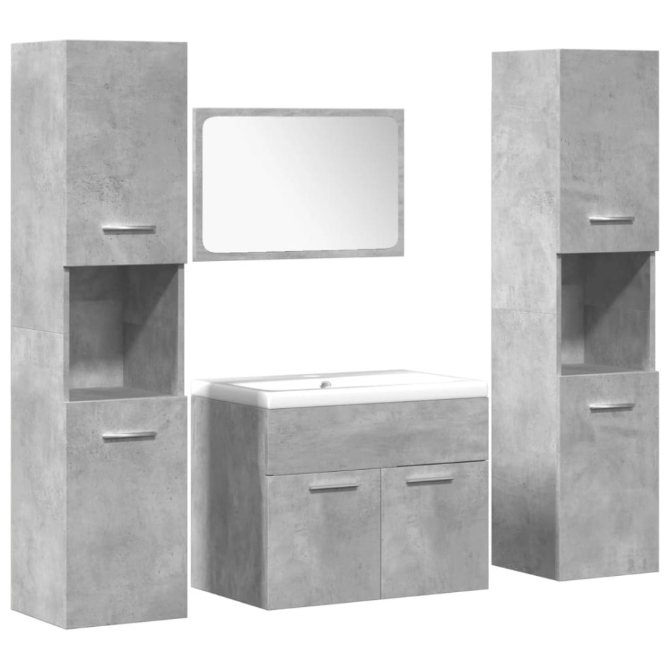 Juego muebles de baño 4 pzas madera contrachapada gris