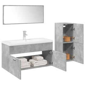 Juego muebles de baño 4 pzas madera contrachapada gris