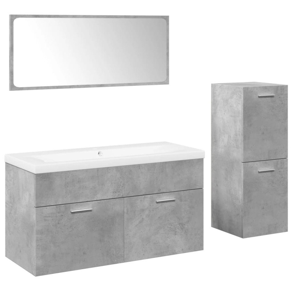 Juego muebles de baño 4 pzas madera contrachapada gris