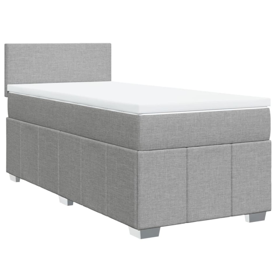 Cama box spring con colchón tela gris claro 90x200