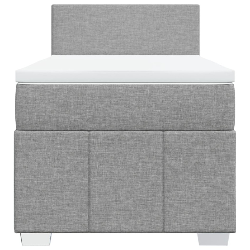 Cama box spring con colchón tela gris claro 90x200