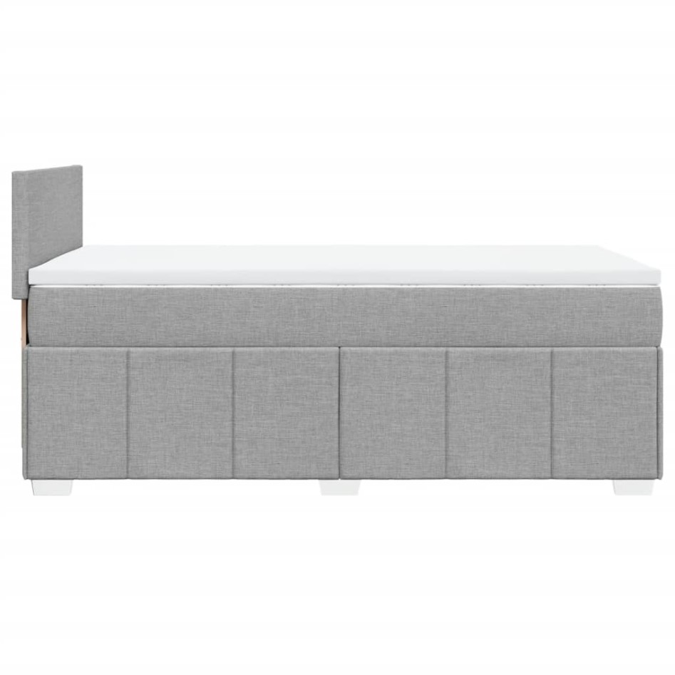 Cama box spring con colchón tela gris claro 90x200