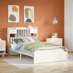 Cama con estantería sin colchón madera maciza blanca 135x190 cm