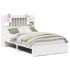 Cama con estantería sin colchón madera maciza blanca 135x190