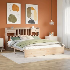 Cama con estantería sin colchón madera maciza de pino