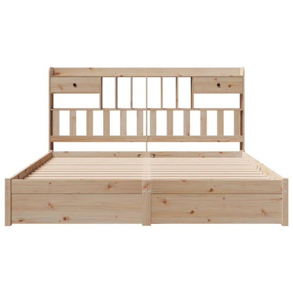 Cama con estantería sin colchón madera maciza de pino