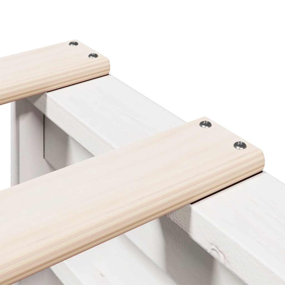 Cama con estantería sin colchón madera maciza blanca 140x190