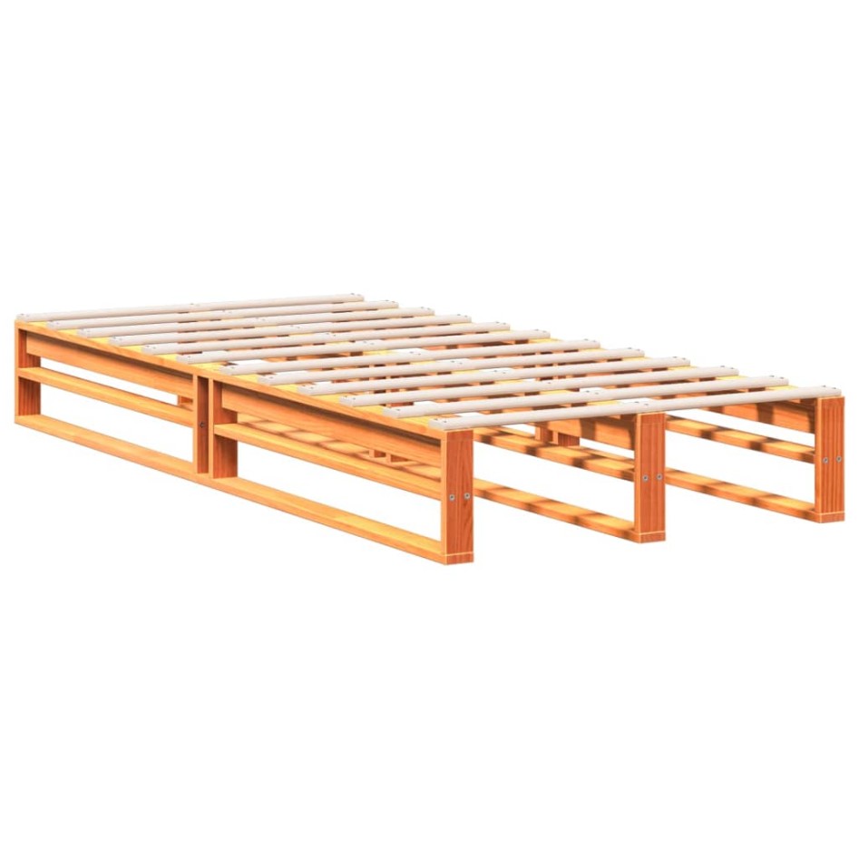 Cama con estantería sin colchón madera maciza marrón 90x190