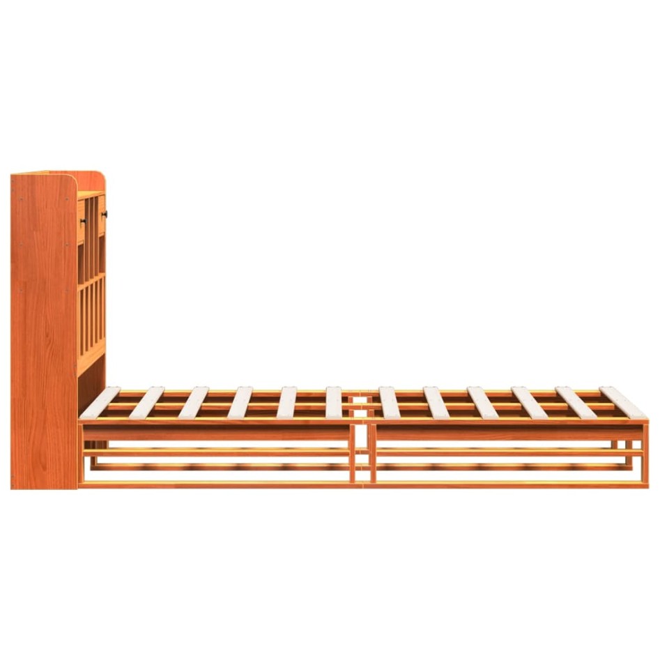 Cama con estantería sin colchón madera maciza marrón 90x190