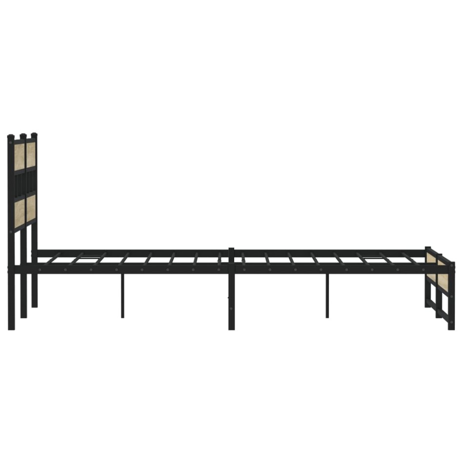 Estructura de cama sin colchón metal roble Sonoma 140x200