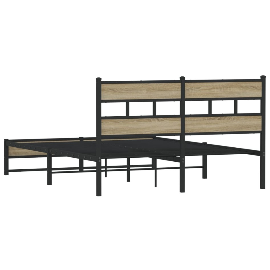 Estructura de cama sin colchón metal roble Sonoma 140x200