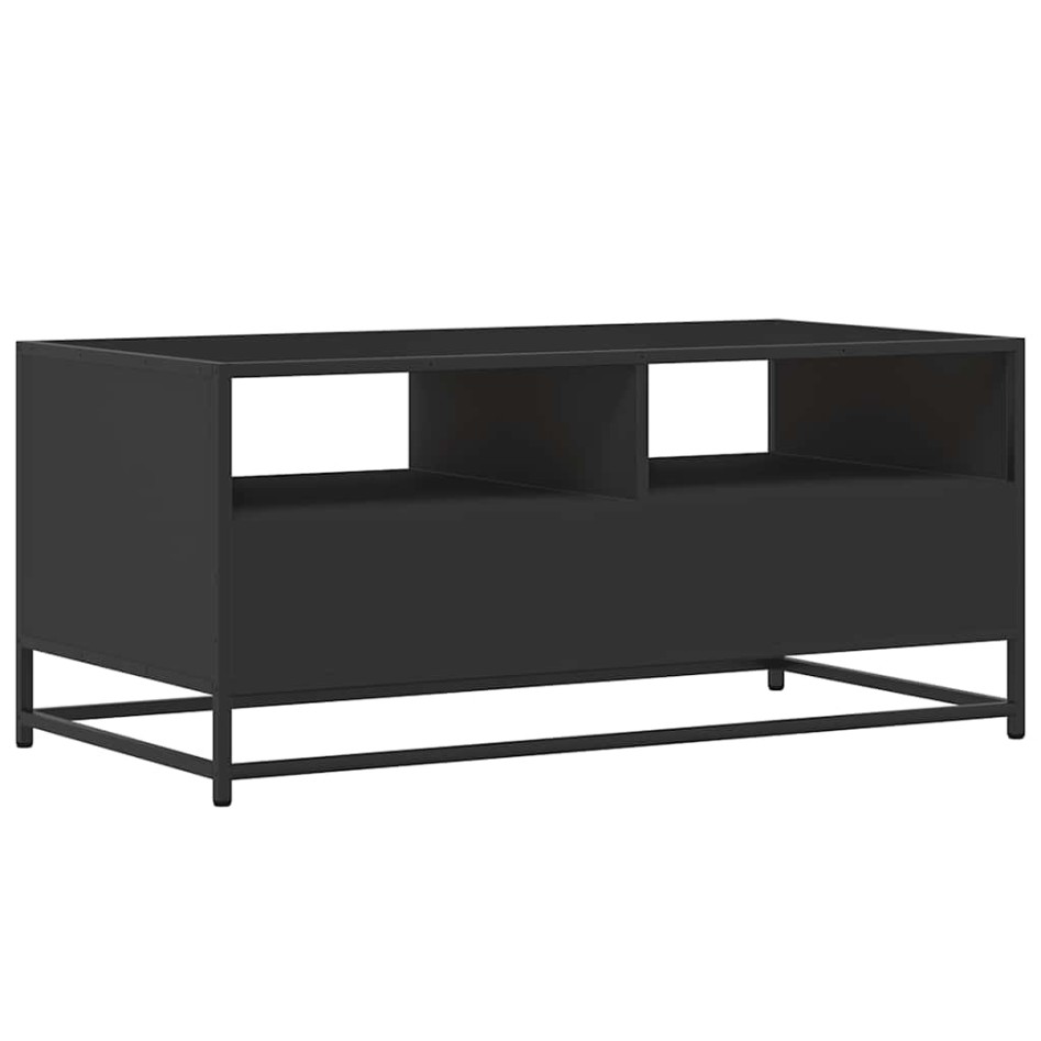 Mesa de centro madera de ingeniería y metal negro 100x50x45
