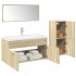 Set de muebles de baño 3 pzas madera contrachapada roble
