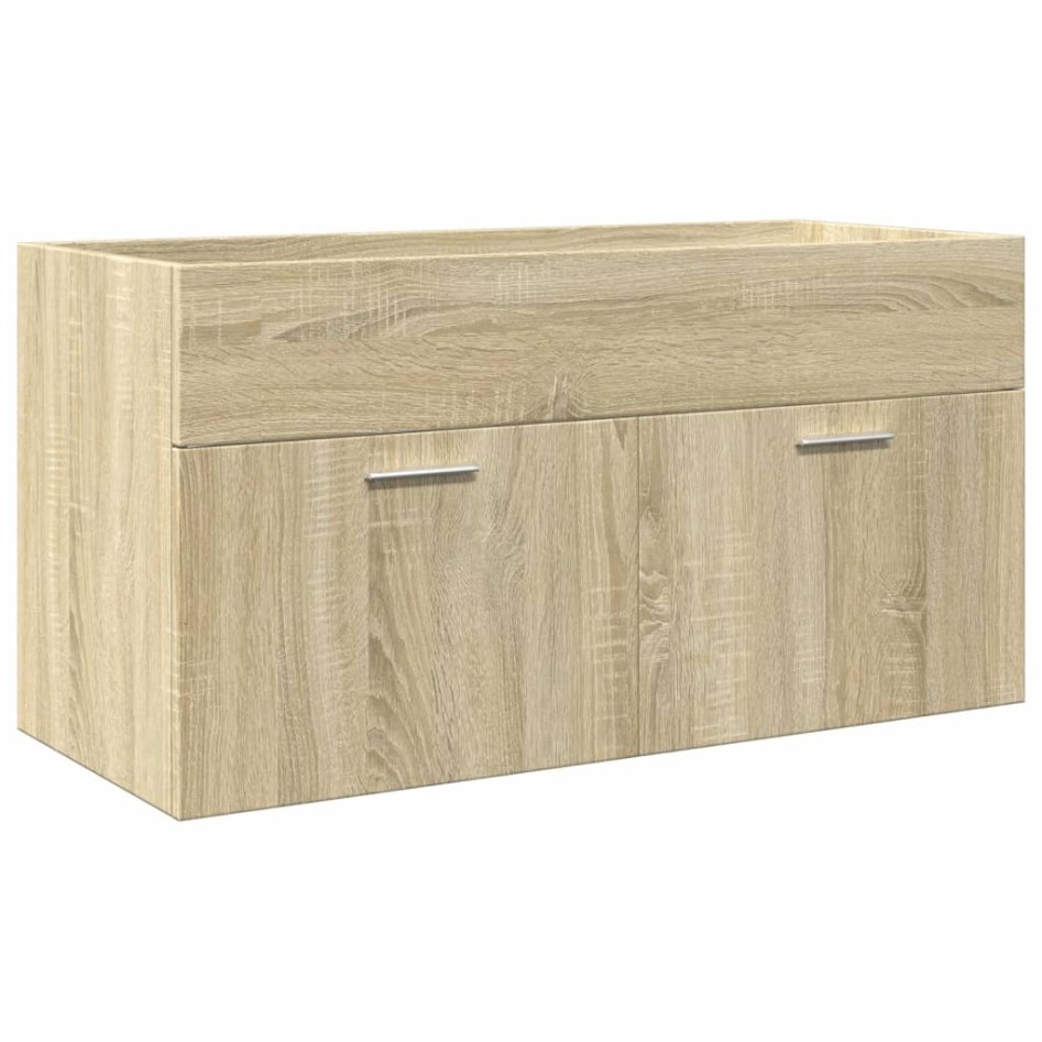 Set de muebles de baño 3 pzas madera contrachapada roble