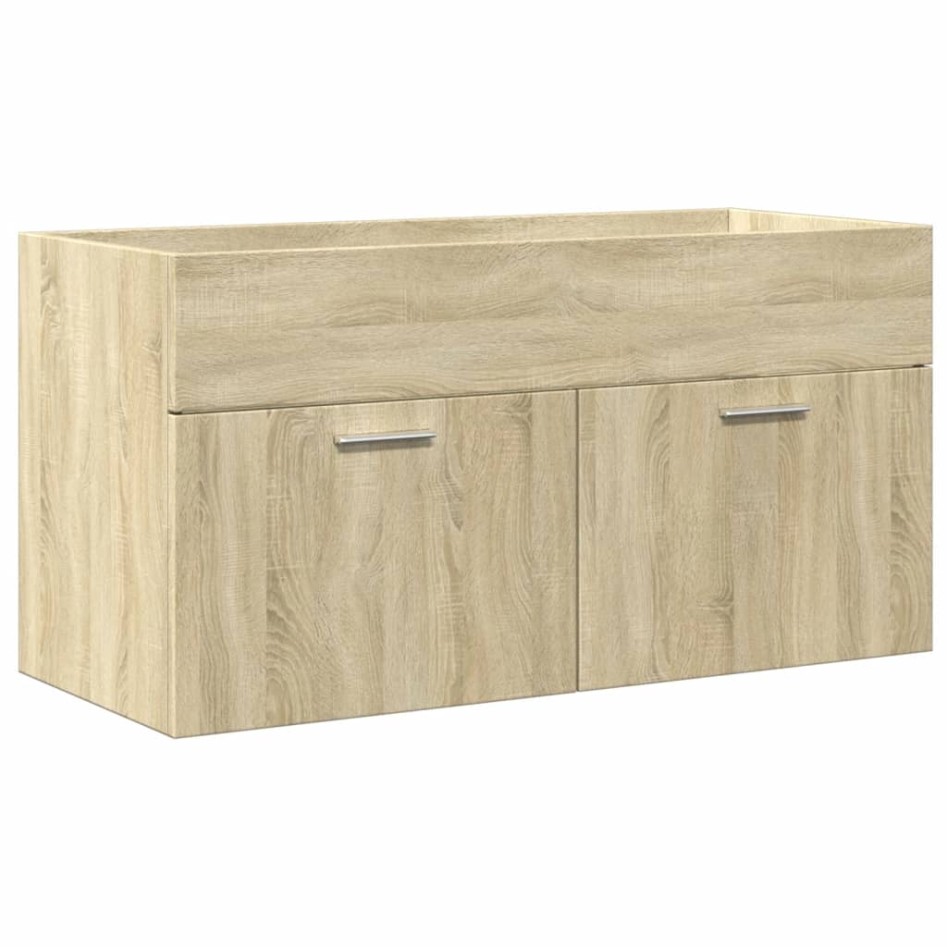 Set de muebles de baño 3 pzas madera contrachapada roble