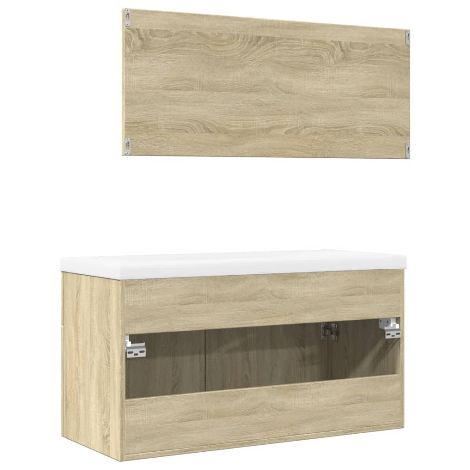 Set de muebles de baño 3 pzas madera contrachapada roble
