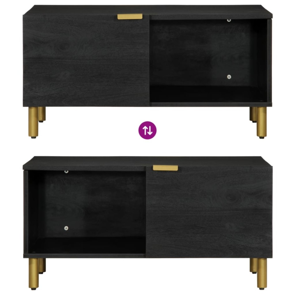 Mesa de centro madera contrachapada negro 80x50x40