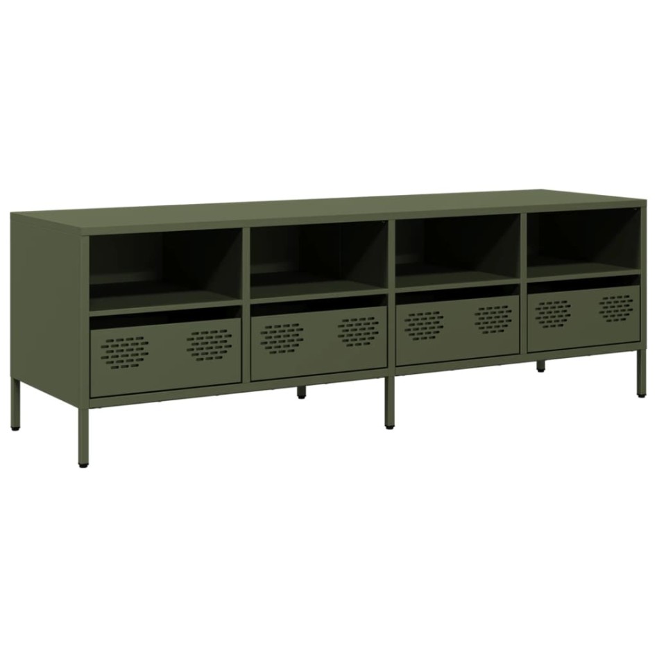 Mueble TV acero laminado en frío verde oliva 135x39x43,5