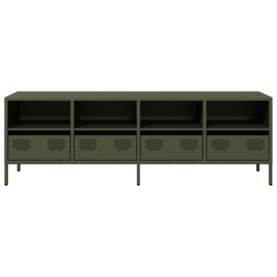 Mueble TV acero laminado en frío verde oliva 135x39x43,5