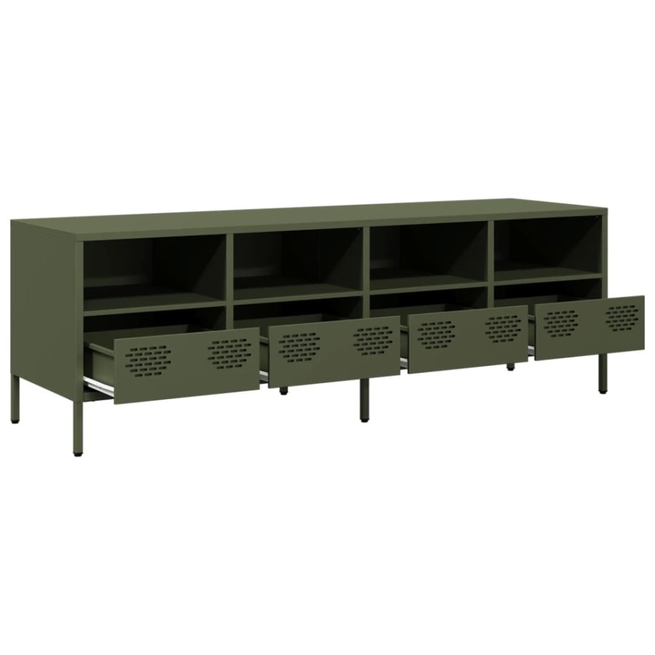 Mueble TV acero laminado en frío verde oliva 135x39x43,5