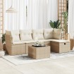 Juego de sofás jardín con cojines 6 pzas ratán sintético beige