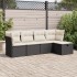 Set de muebles de jardín 5 pzas y cojines ratán sintético