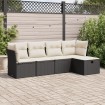 Set de muebles de jardín 5 pzas y cojines ratán sintético negro