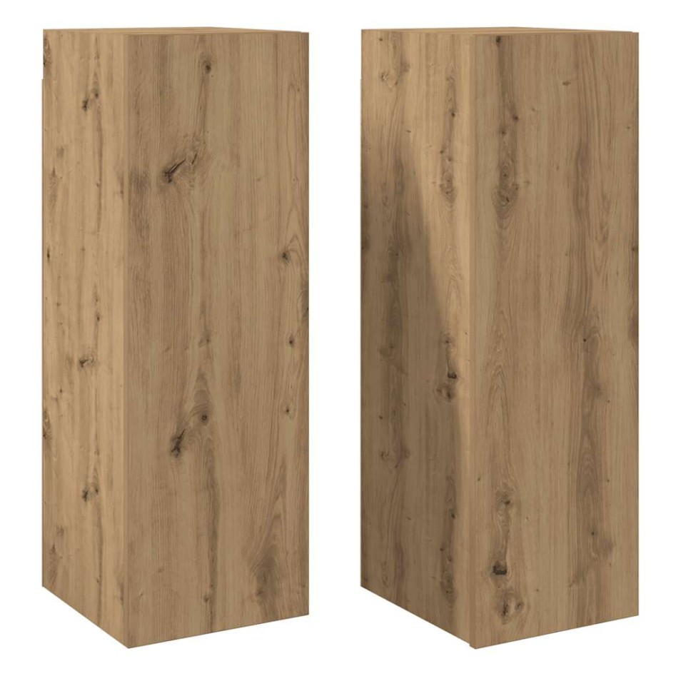 Muebles de TV 2 uds madera roble artisan 30,5x30x90