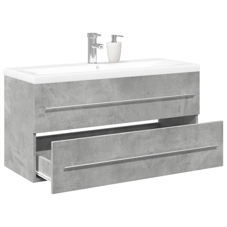 Set muebles de baño 2 piezas madera contrachapada gris
