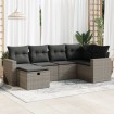 Set de muebles de jardín 6 pzas y cojines ratán sintético gris