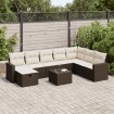 Set de sofás de jardín 9 pzas y cojines ratán sintético marrón