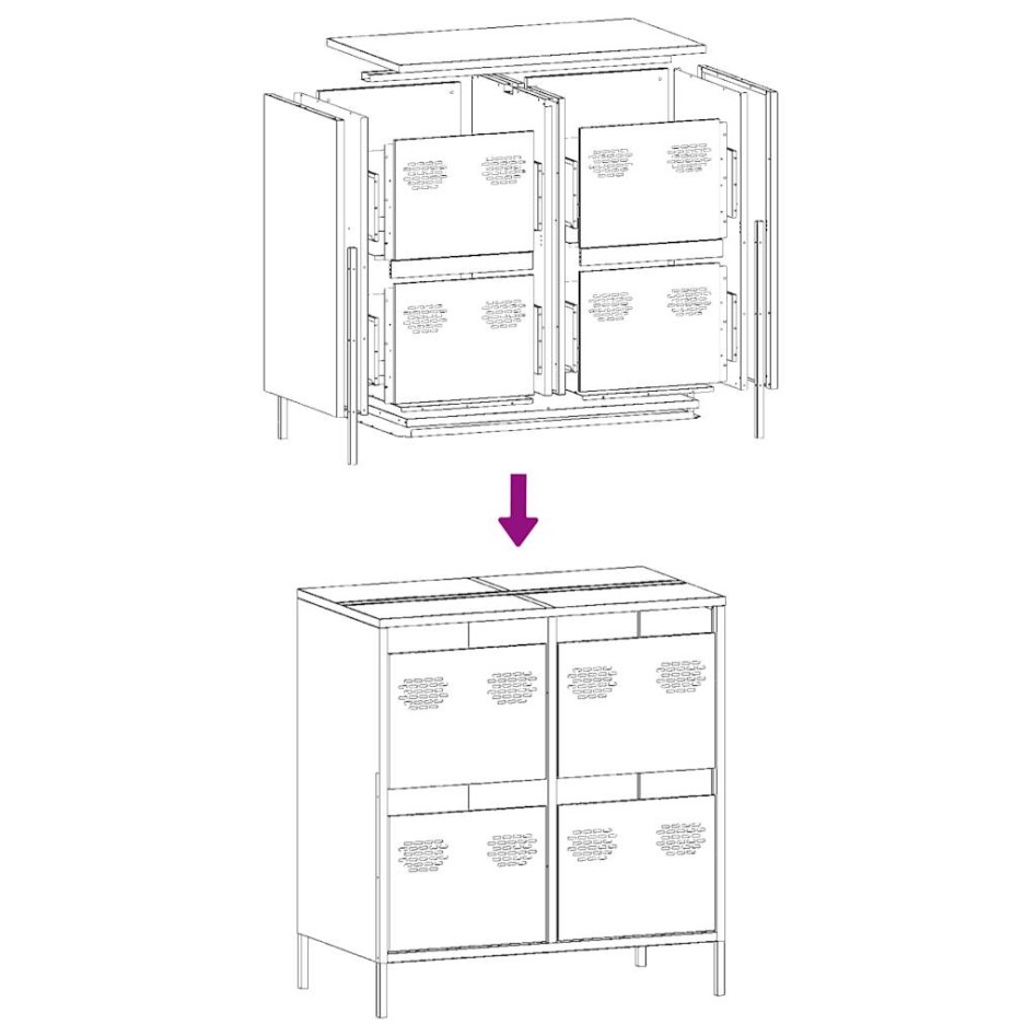 Aparador de acero laminado en frío blanco 68x39x73,5