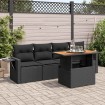 Set de muebles de jardín 5 pzas y cojines ratán sintético negro