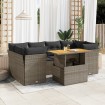 Set de sofás de jardín 7 pzas con cojines ratán sintético gris