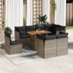 Set de sofás de jardín con cojines 9 pzas ratán sintético gris