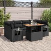 Set de sofás de jardín 7 pzas con cojines ratán sintético negro