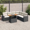 Set de sofás de jardín 7 pzas con cojines ratán sintético negro