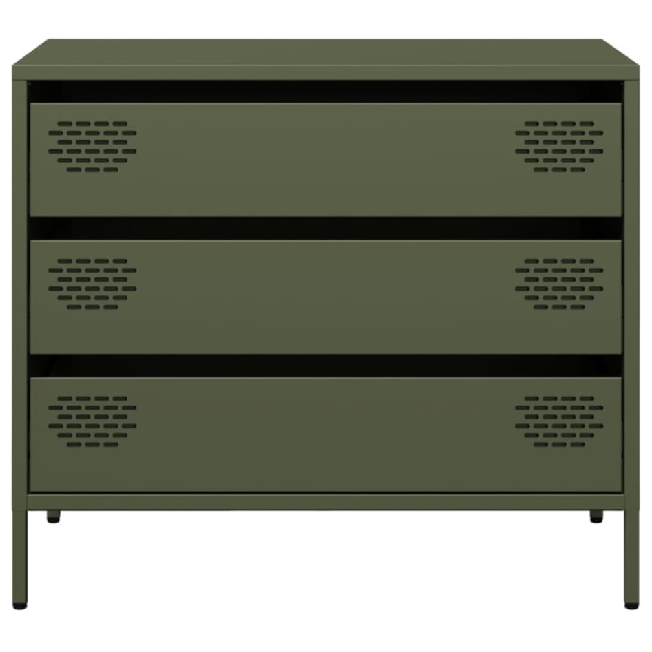 Aparador de acero laminado en frío verde oliva 68x39x58,5